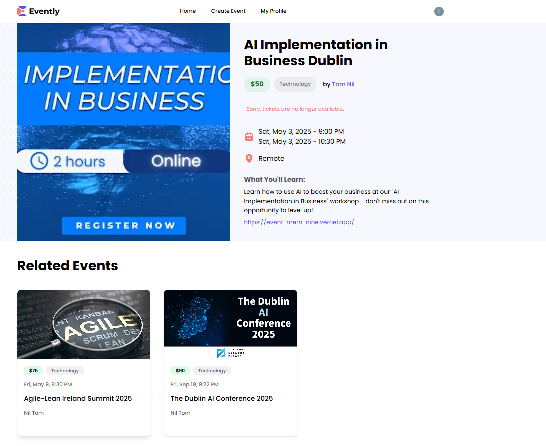 Evently screenshot 2